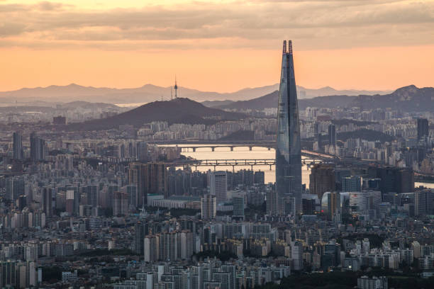istock Panoramic view of Seoul at sunset 1178546966