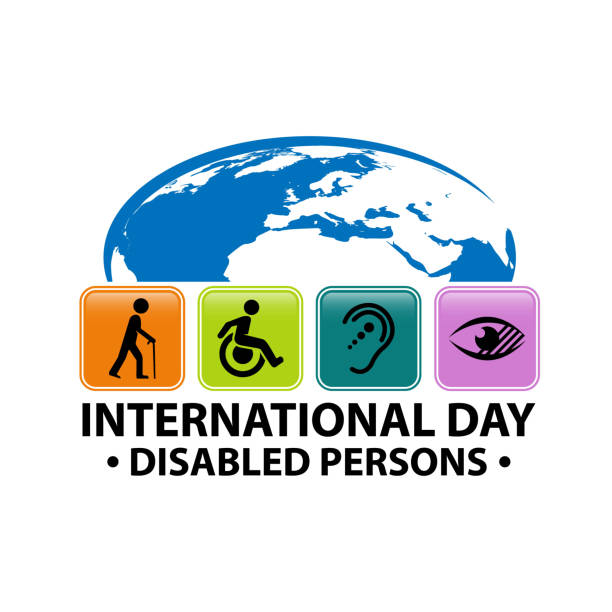 International Day of Persons with Disabilities. December 3, vector illustration design Vector illustration for International Day of Persons with Disabilities with symbolical icons of blind, deaf, and physically disabled people disabled adult stock illustrations