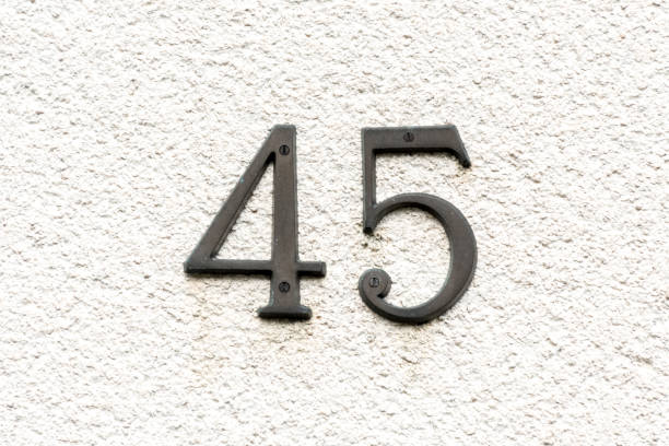 istock House Number 45 on the Building Wall 1178548121