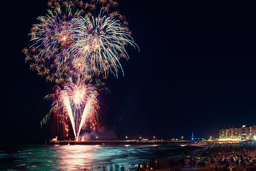 Traditional New Year fireworks display from Glenelg jetty, South Australia