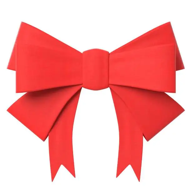3D rendering illustration of a red ribbon bow