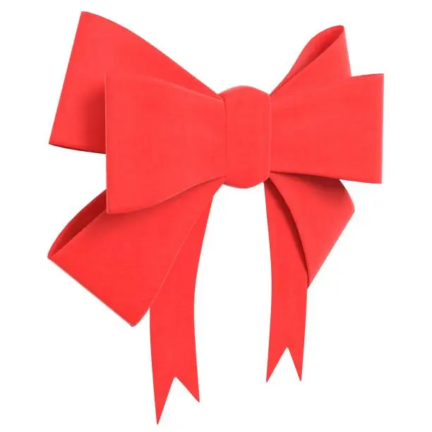 3D rendering illustration of a red ribbon bow