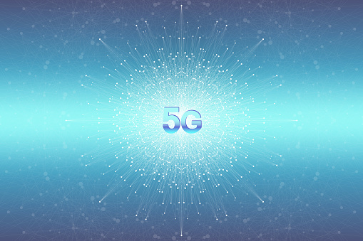 5G network wireless systems and internet vector illustration. Communication network. Business concept banner. Artificial Intelligence and Machine Learning Concept Banner.