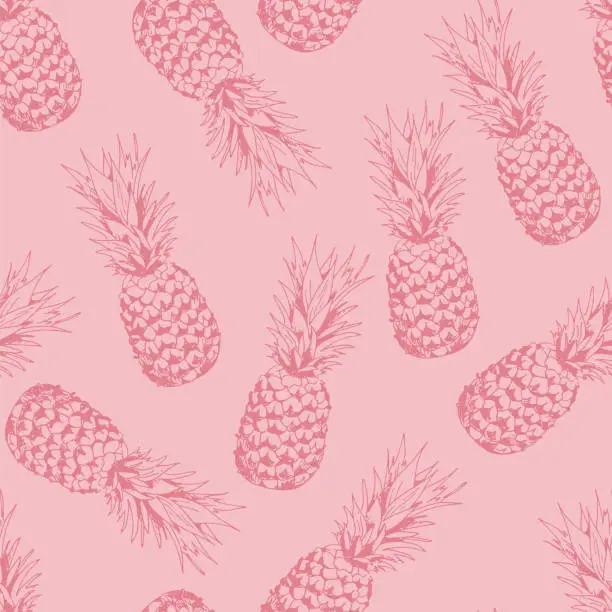 Vector illustration of Pineapple seamless pattern, vector background with pineapples