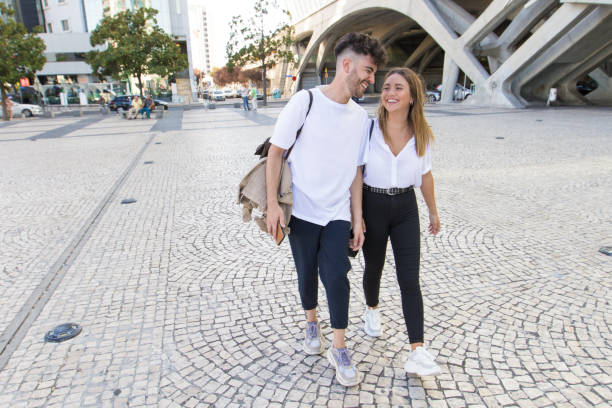 istock Happy couple walking outside and having fun 1178552058