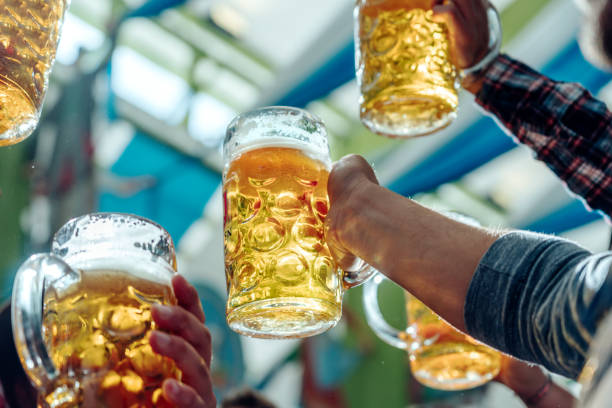 istock beer glasses in tent at Octoberfest in Munich 1178552741