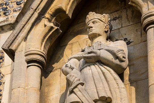 Sculpture of King Harold II at Waltham Abbey Church in Essex