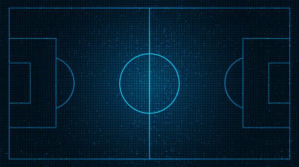 Vector Football field on Digital Technology Background. vector art illustration