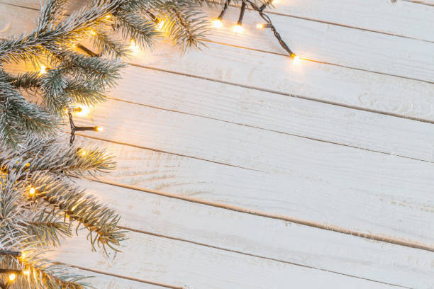 istock Christmas garland on  wooden background 1178558031