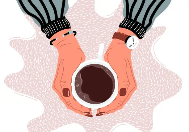 Vector illustration of Female hands holding coffee cup flat vector illustration