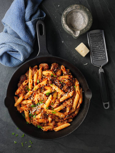 istock Healthy penne pasta with green lentils 1178565763