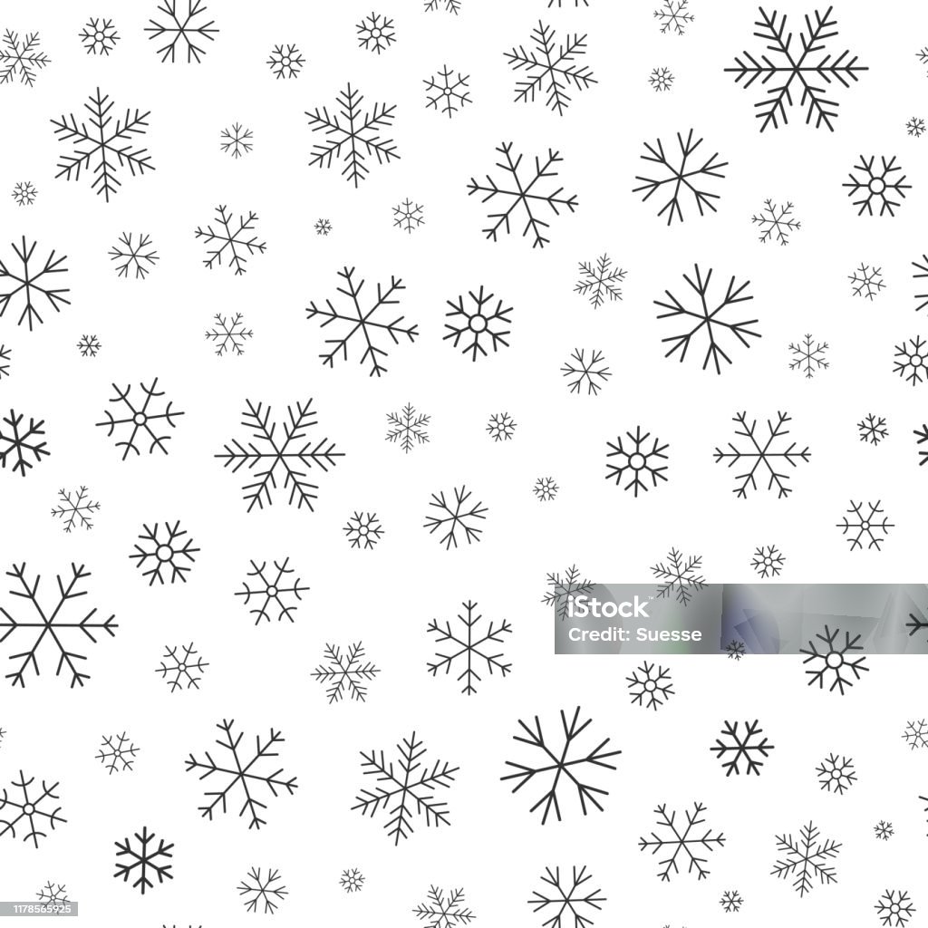 Снежинка зимний снег линии бесшовные шаблон вектор - Векторная графика Снежинка роялти-фри
