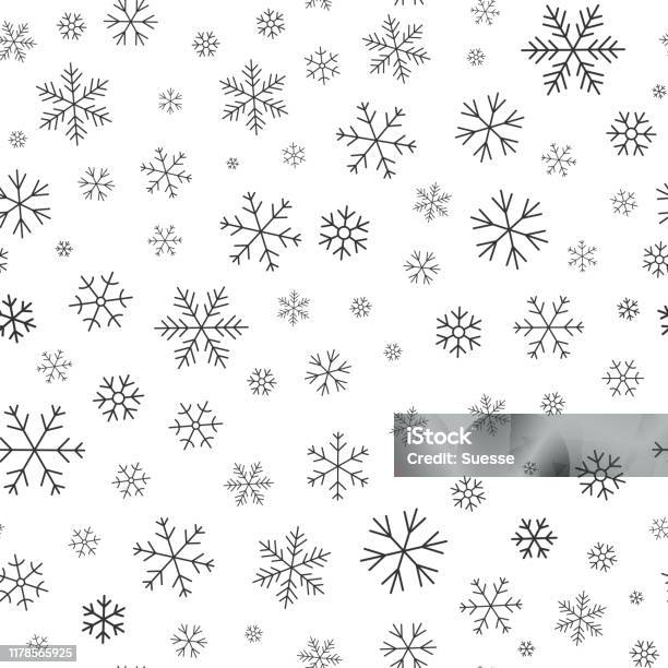 Snowflake Winter Snow Line Seamless Pattern Vector Stock Illustration - Download Image Now - Snowflake Shape, Pattern, Christmas