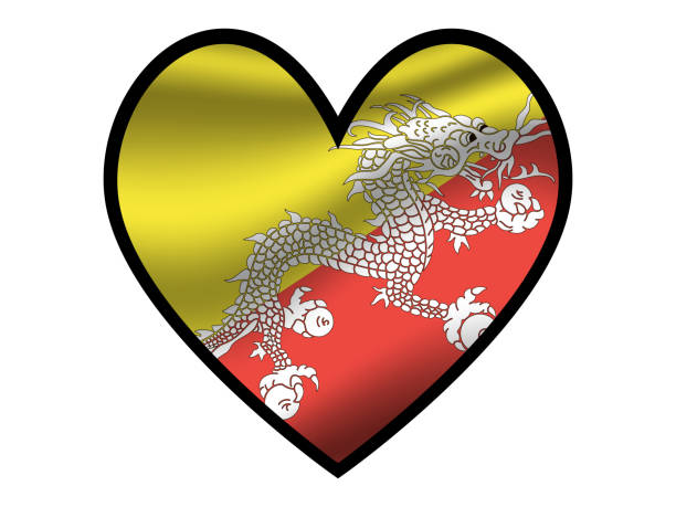 istock Bhutan National flag inside Big beautiful heart. Original colors and proportion. vector illustration, world countries from all continent and teritorries set. Isolated on white background 1178567359