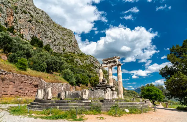 Temple of Athena Pronaia at Delphi. UNESCO world heritage in Greece