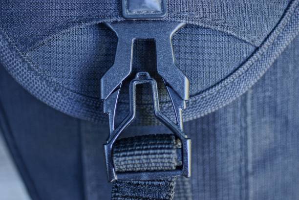 istock black plastic carabiner on a harness made of fabric 1178574734