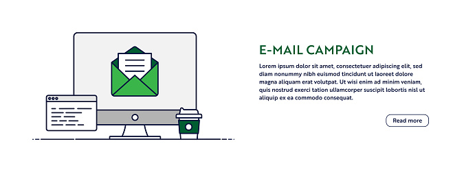 Email Poster Sample Email Campaign Concept With Line Computer Illustration Minimal Design ...