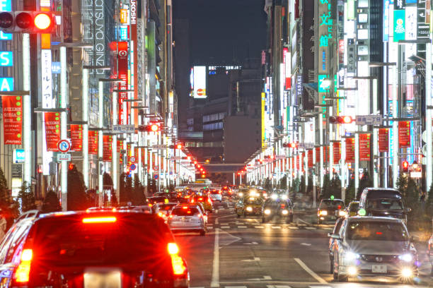 Image of Ginza night view Image of Ginza night view. Shooting Location: Tokyo metropolitan area 警戒 stock pictures, royalty-free photos & images