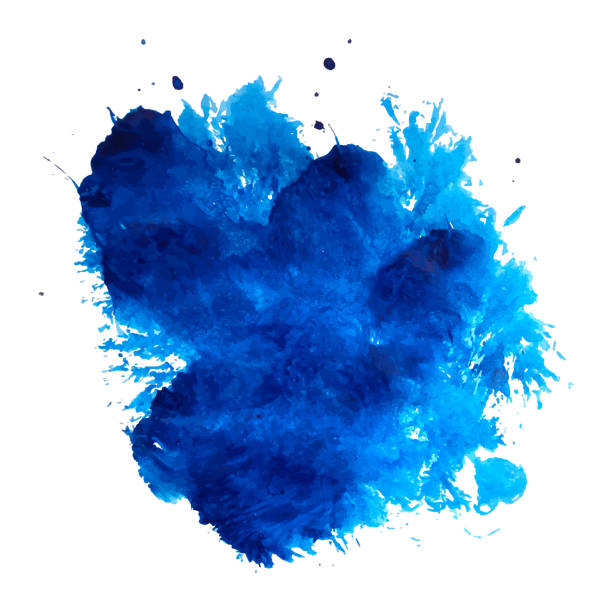 красочный абстрактный векторный фон. мягкое синее акварель пятно. акварея живопись. синий акварель всплеск - blob splattered ink spray stock illustrations