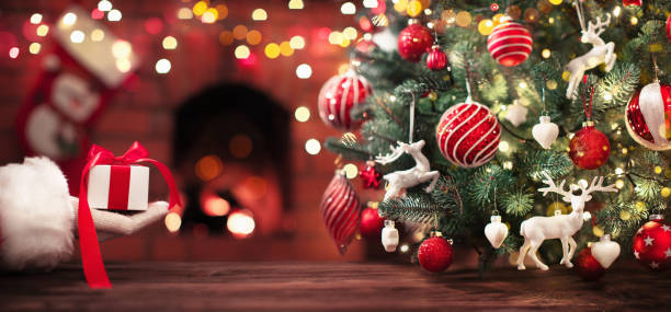 istock Santa Claus Gift. Christmas Holiday Background 1178583577