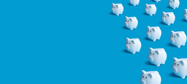 Piggy bank group pastel color background
