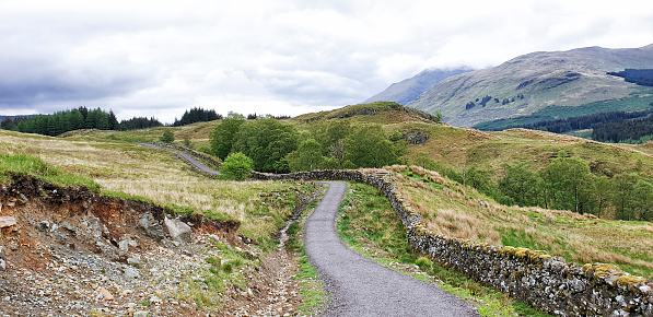 West Hiland Way Track, landscape between Loch Lomond and Bridge of Orchy, long distance hike - Scotland, UK