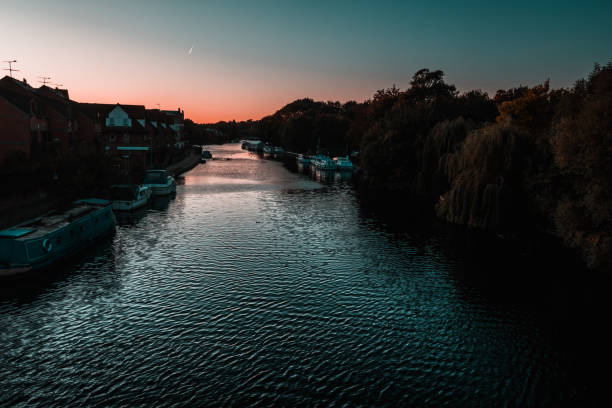View along the River Thames at Reading, Berkshire, England.