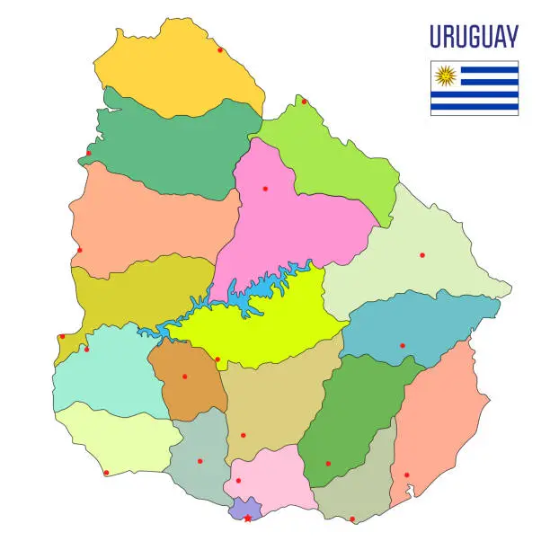 Vector illustration of Vector political map of Uruguay