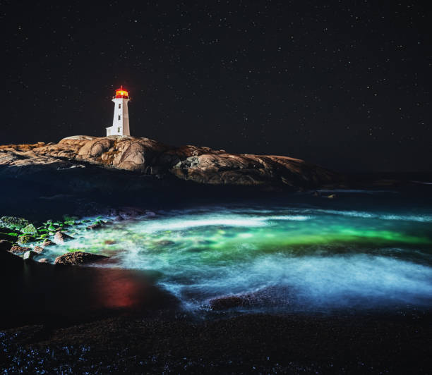 Peggy's Cove Lighthouse on a clear Autumn night.  Long exposure.