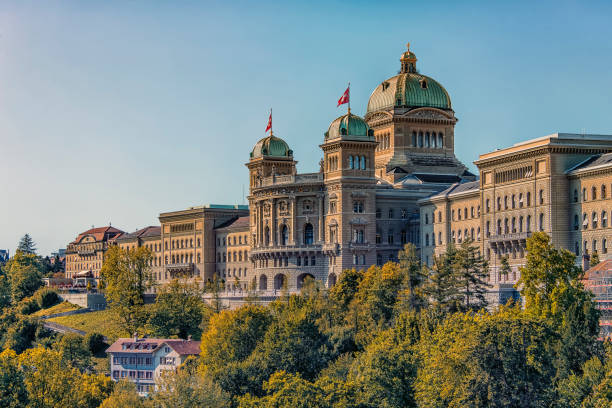 administration, architecture, assembly, bern, Berne, building, bundesplatz, canton, capital, city, cityscape, confederation, culture, day, destination, europe, european, exterior, facade, famous, Federal, federal palace, government, governmental, heritage stock photo