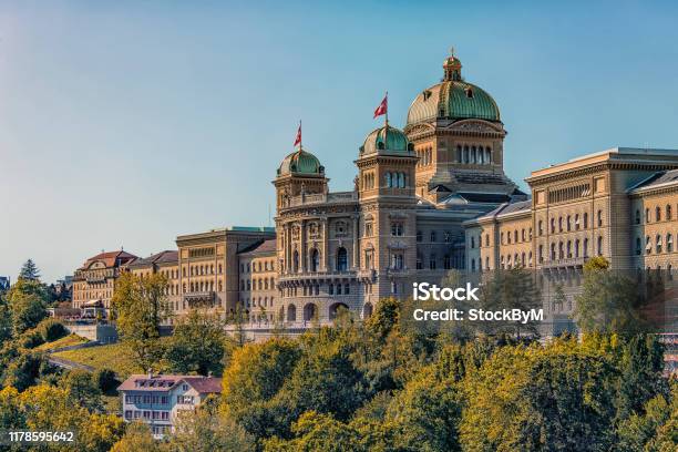 Administration Architecture Assembly Bern Berne Building Bundesplatz Canton Capital City Cityscape Confederation Culture Day Destination Europe European Exterior Facade Famous Federal Federal Palace Government Governmental Heritage Stock Photo - Download Image Now