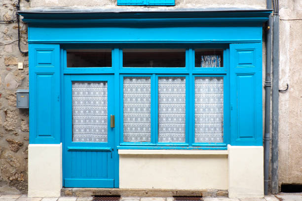 old shop at the blue facade
