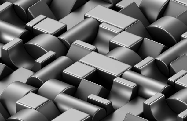 istock Group of black plastic toy building blocks background 1178596833