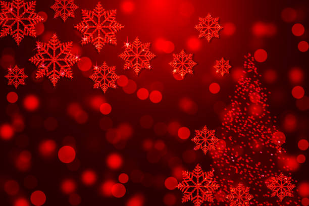 istock Christmas background of big and small snowflakes in red colors. 1178602097
