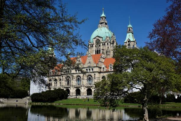 istock New Town Hall Hanover, Germany with lake and park 1178606276