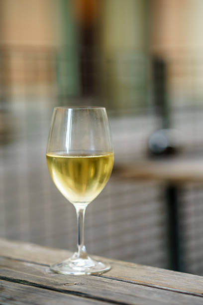istock A glass of white vine on garden 1178609651