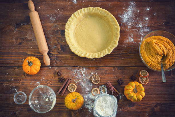 Preparing pumpkin pie for the holidays at home