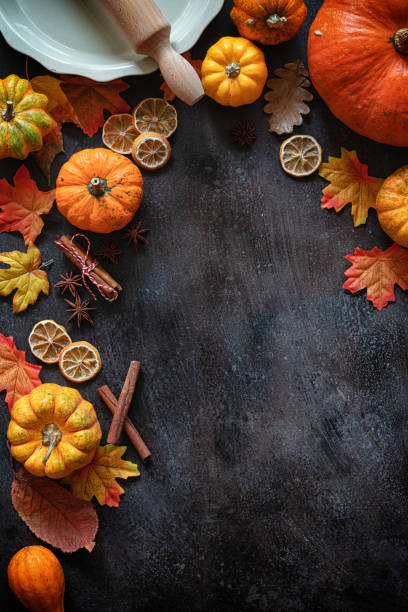 istock Autumn background with pumpkins and spices 1178613683