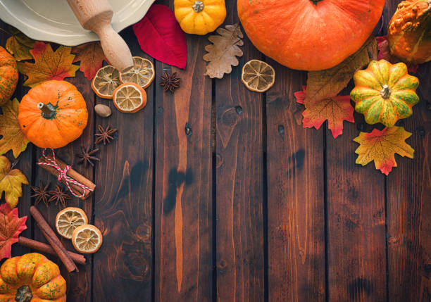 istock Autumn background with pumpkins and spices 1178614110