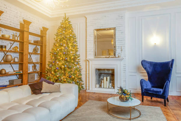 istock Classic christmas New Year decorated interior room 1178619546