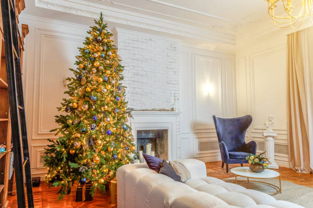 istock Classic christmas New Year decorated interior room 1178619879
