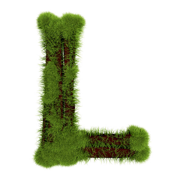istock Grass letter L isolated on white background. Symbol covered green grass. Eco letter. 3d illustration 1178625105