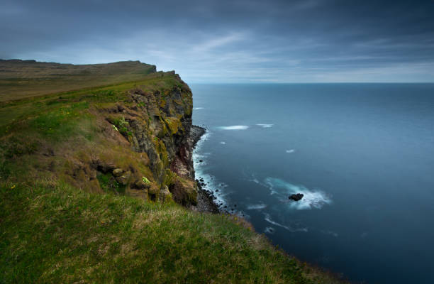 Latrabjarg cliffs in west Iceland over the ocean shore