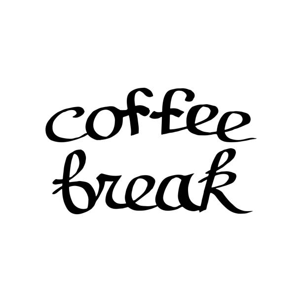 Vector Coffee break handwriting calligraphy. Black and white engraved ink art. Isolated text illustration element. Vector Coffee break handwriting monogram calligraphy. Black and white engraved ink art. Isolated text illustration element. Hand lettering graphic desing. cursive letters tattoos silhouette stock illustrations