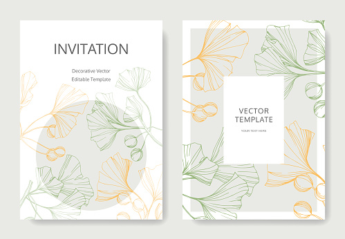 Vector Ginkgo green leaf. Plant botanical garden floral foliage. Engraved ink art. Wedding background card floral decorative border. Invitation elegant card illustration graphic set banner.