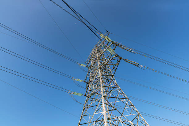 istock Close up high voltage power lines station 1178630919