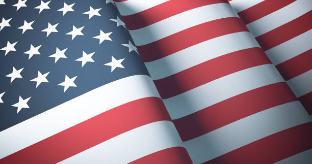 US Flag. Warm matte colors. Old Glory waving patriotic background. 3d illustration