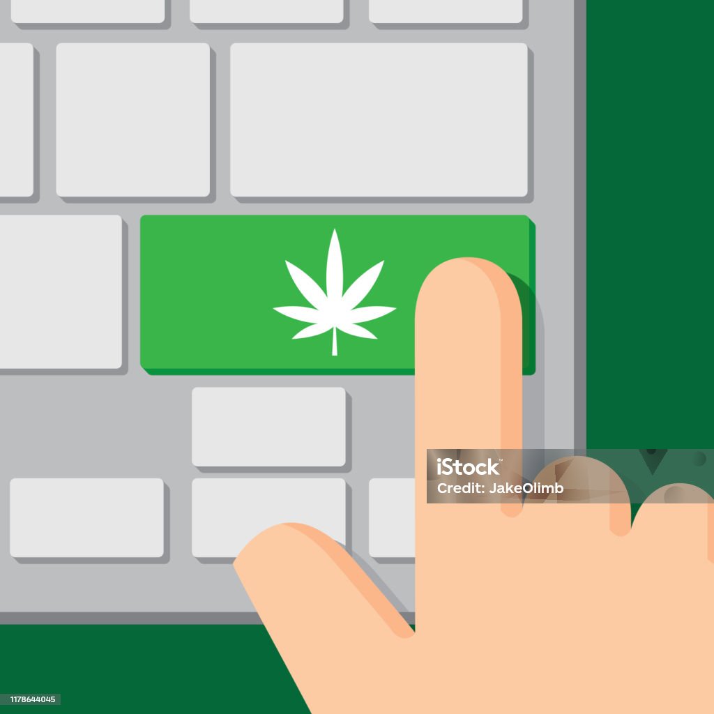 Computer Ganja Keyboard Button Marijuana Leaf Stock Illustration - Download Image Now ...