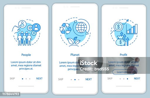 istock Sustainable development onboarding mobile app page screen vector template 1178644193