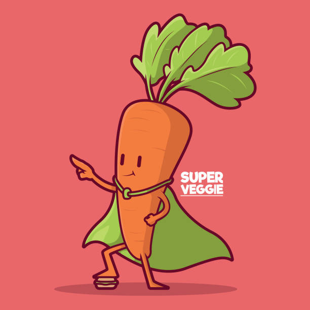 ilustrações, clipart, desenhos animados e ícones de ilustração super do vetor da cenoura. - carrot